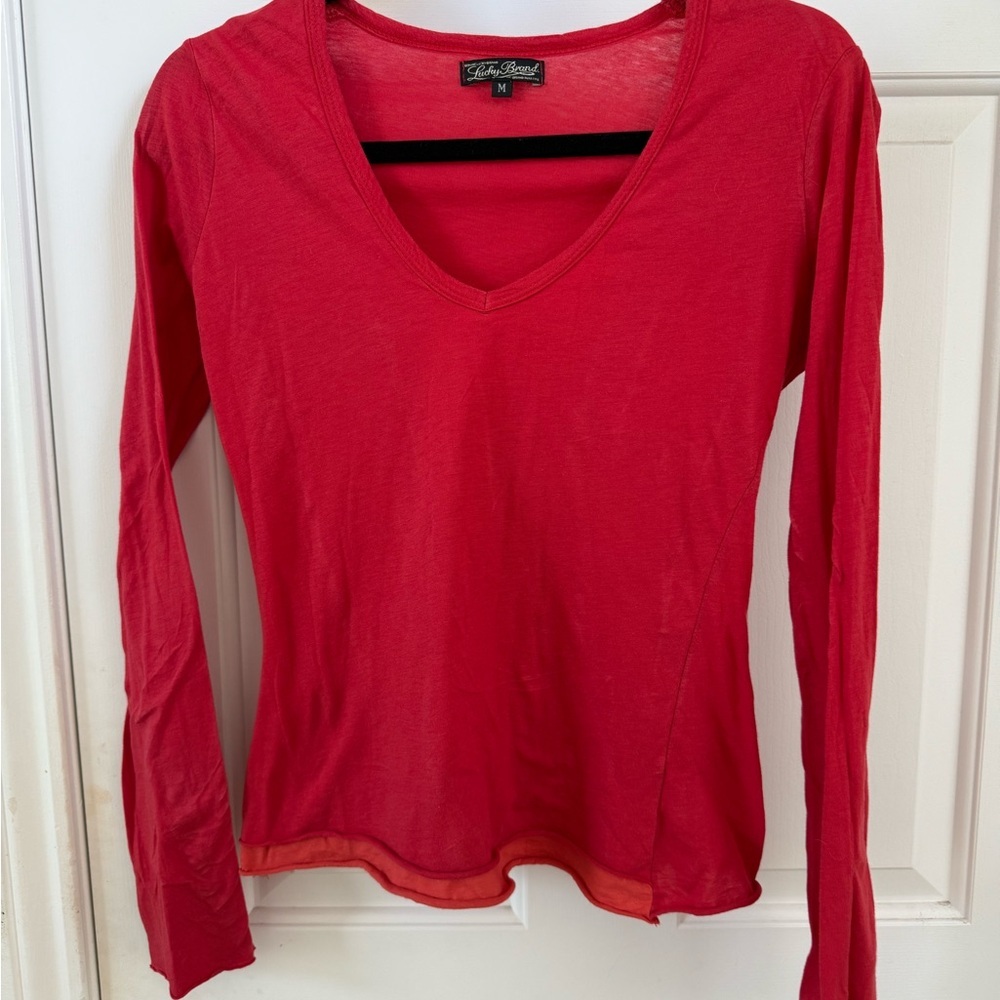 Lucky Brand Red Long Sleeve Tee